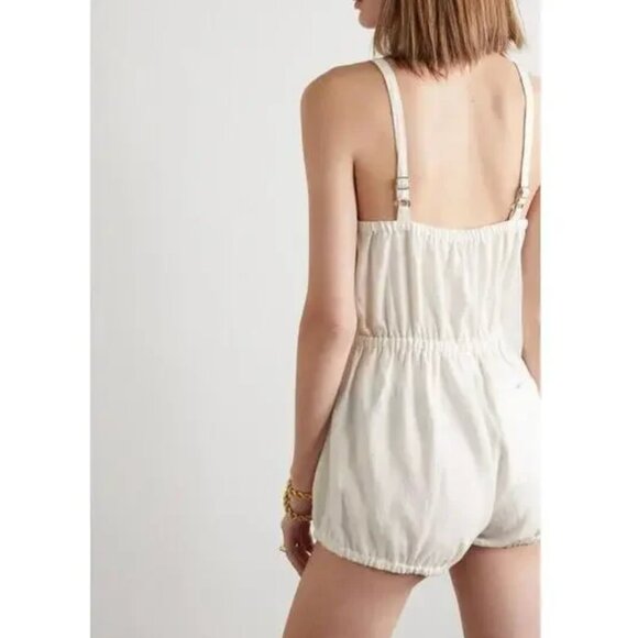 NWT Suzie Kondi Dassia 100% Linen Romper Neutral Beige Size L $275 - Picture 2 of 9